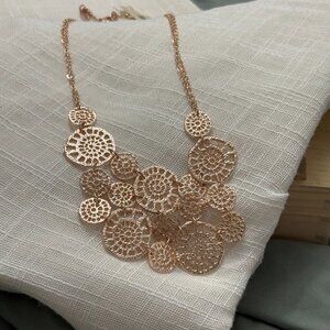 Amrita Singh Rose Gold Filigree Statement Necklace – Lace-Inspired Circles